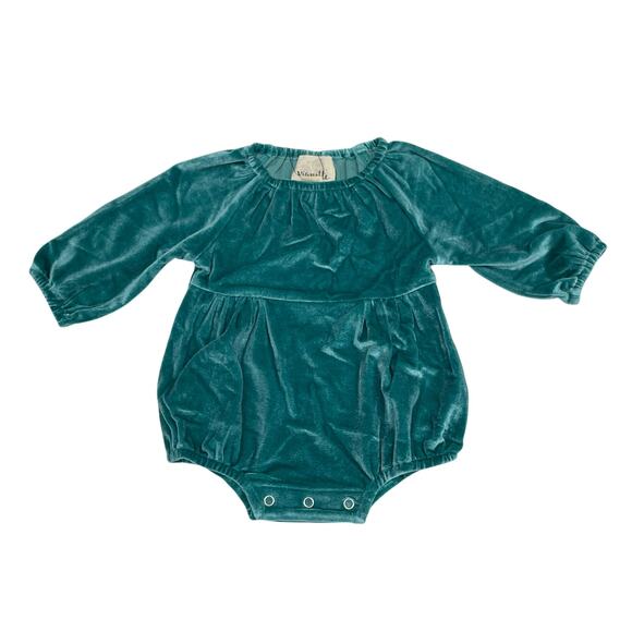 NWT Vignette 0-3M Teal Daisy Bubble in Velvet - Picture 1 of 5